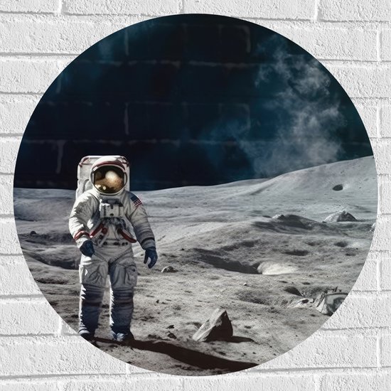 Muursticker Cirkel - Astronaut - Planeet - Mens - Ruimte - Pak - 70x70 cm Foto op Muursticker