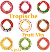 5 Geurpods Tropische Fruit Mix - Mooie combinatie van zoet en zuur - Aroma Pod - Pod waterfles- Geurwater- Inclusief Druif - Perzik - Lime - Orange/lemon - Guave - -