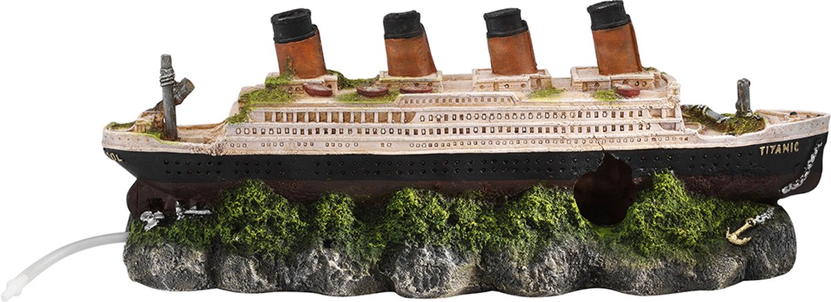 Ebi Scheepswrak Titanic - Aquariumdecoratie - Met Luchtsteen -  39 x 11 x 14 cm