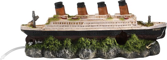 Aqua Della Aquarium Scheepswrak Titanic Met Luchtsteen - 39 x 11 x 14 cm