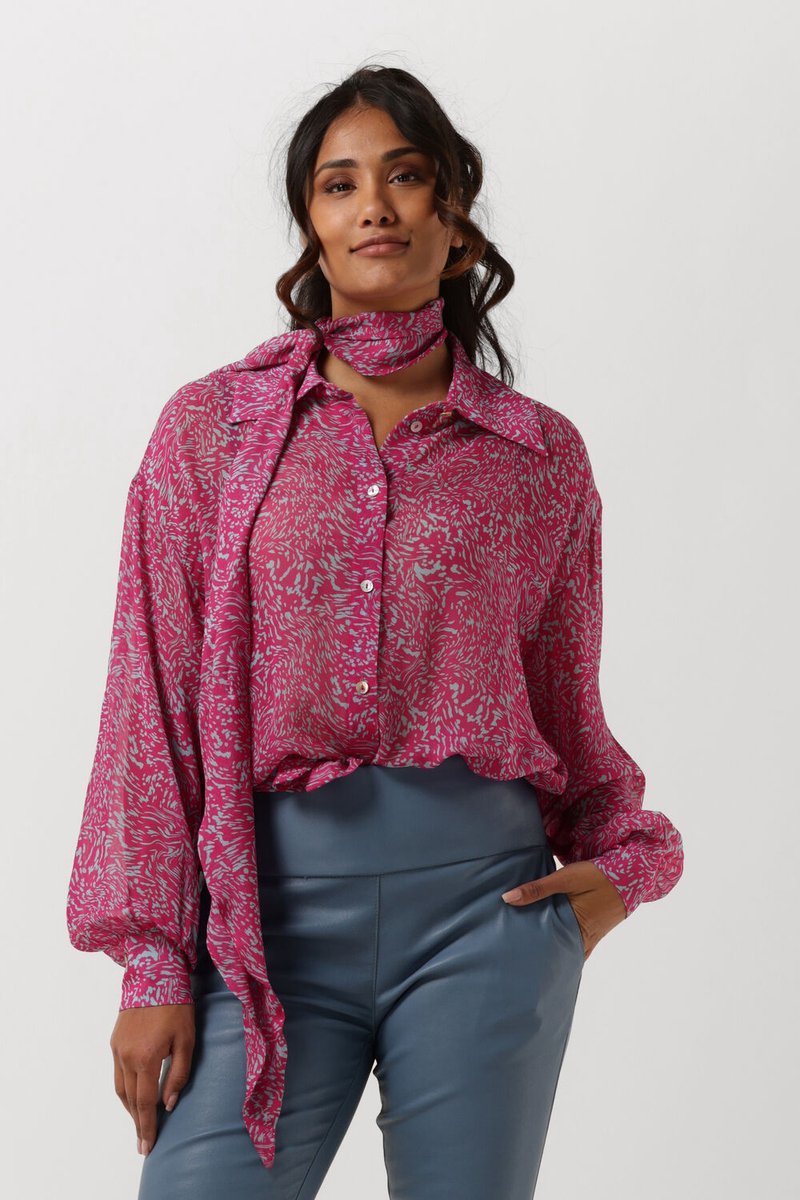 Goosecraft Gc Rosie Blouse Print Dames - Jurken - Fuchsia - Maat XS