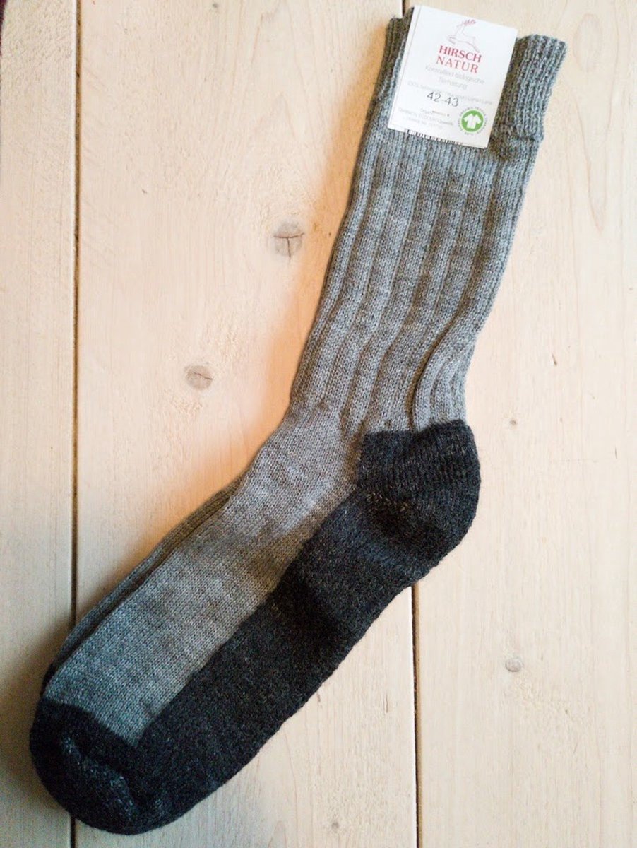 Hirsch Natur sokken 100% wol antraciet/grijs 44/46
