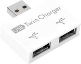 Kleyn - Mini USB Hub - 2-Port USB - Dubbele Lader Splitter - Adapter Converter Kit Aluminium +2.0 - Klein/Draagbaar/Robuust - Wit
