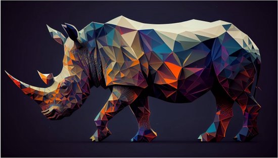 Animaux - Tableau - Toile - Rhinocéros coloré - 150x100 - 2 cm