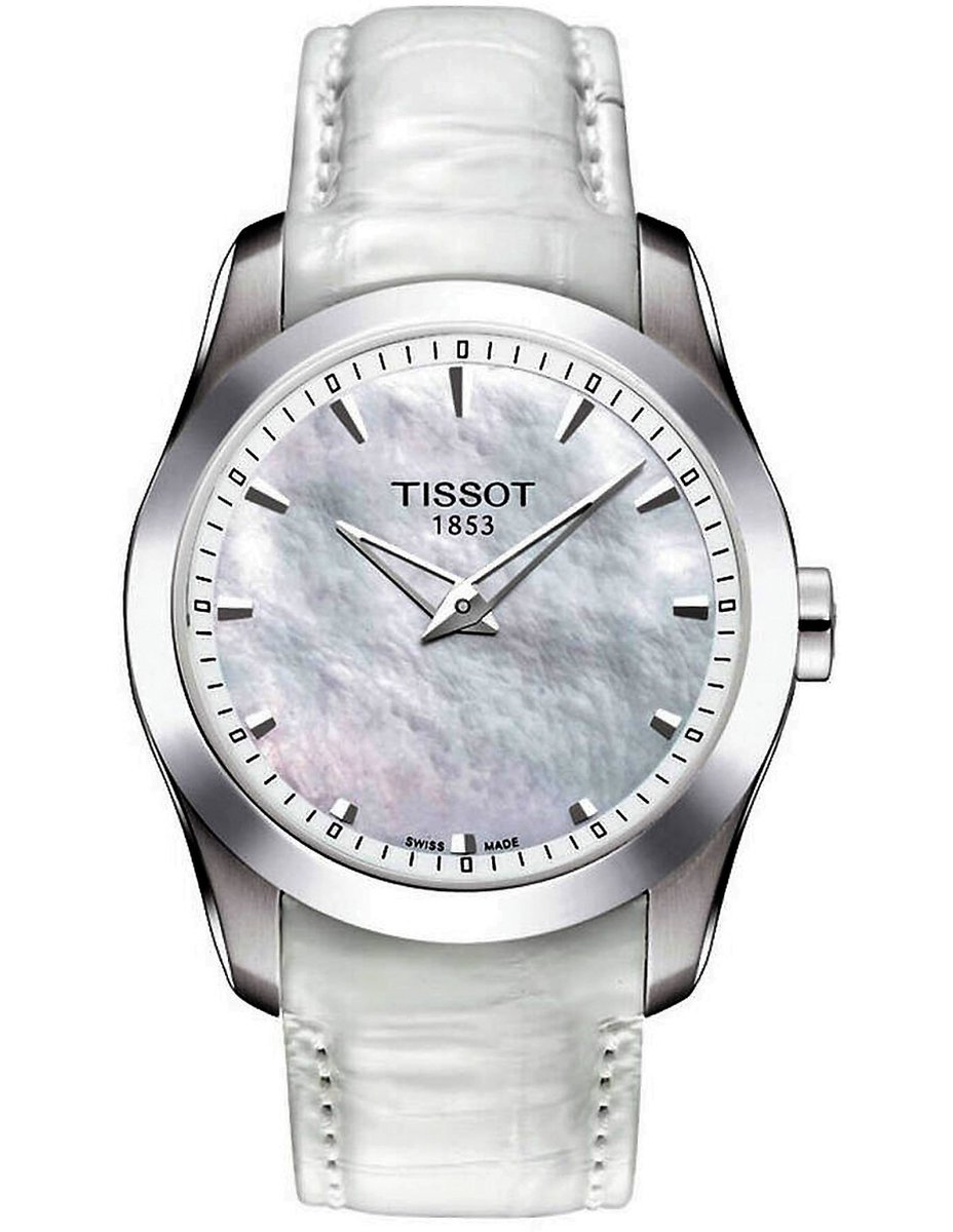 Tissot Couturier T0352461611100 Horloge - Leer - Wit - Ø 33 mm