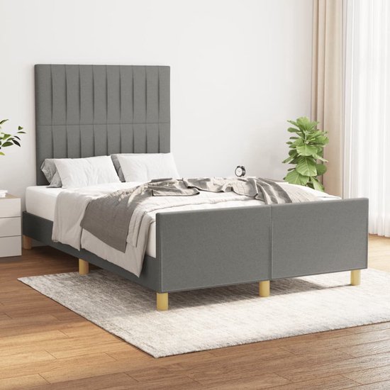 The Living Store Bedframe Donkergrijs 120x200 cm - Verstelbaar Hoofdeind - Stabiele Poten - Multiplex Lattenbodem - Comfortabele Ondersteuning