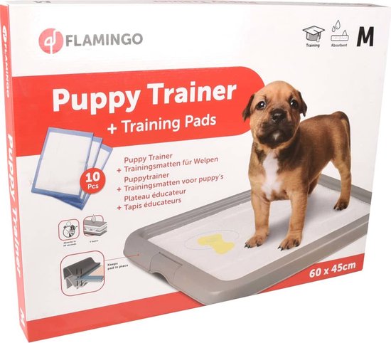 Flamingo - Puppy Trainer Plateau + 10 pads - Grijs - 47x36x3.4cm