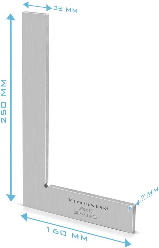 STAHLWERK carré 90° jeu de 6 angles de contrôle DIN 875/1 / angle de serrurier / angle d'arrêt / angle de précision en acier inoxydable