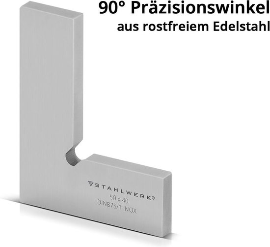 STAHLWERK carré 90° jeu de 6 angles de contrôle DIN 875/1 / angle de serrurier / angle d'arrêt / angle de précision en acier inoxydable