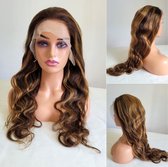 Frazimashop- Braziliaanse Remy pruik 26 inch - Highlight golf haren echte menselijke haren - real human hair 13x4 lace frontaal wig