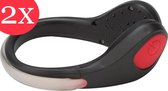 Avento Sécurité Shoe Clip 2x - Éclairage pour chaussures LED - Zwart/ Rouge - 2 Pièces