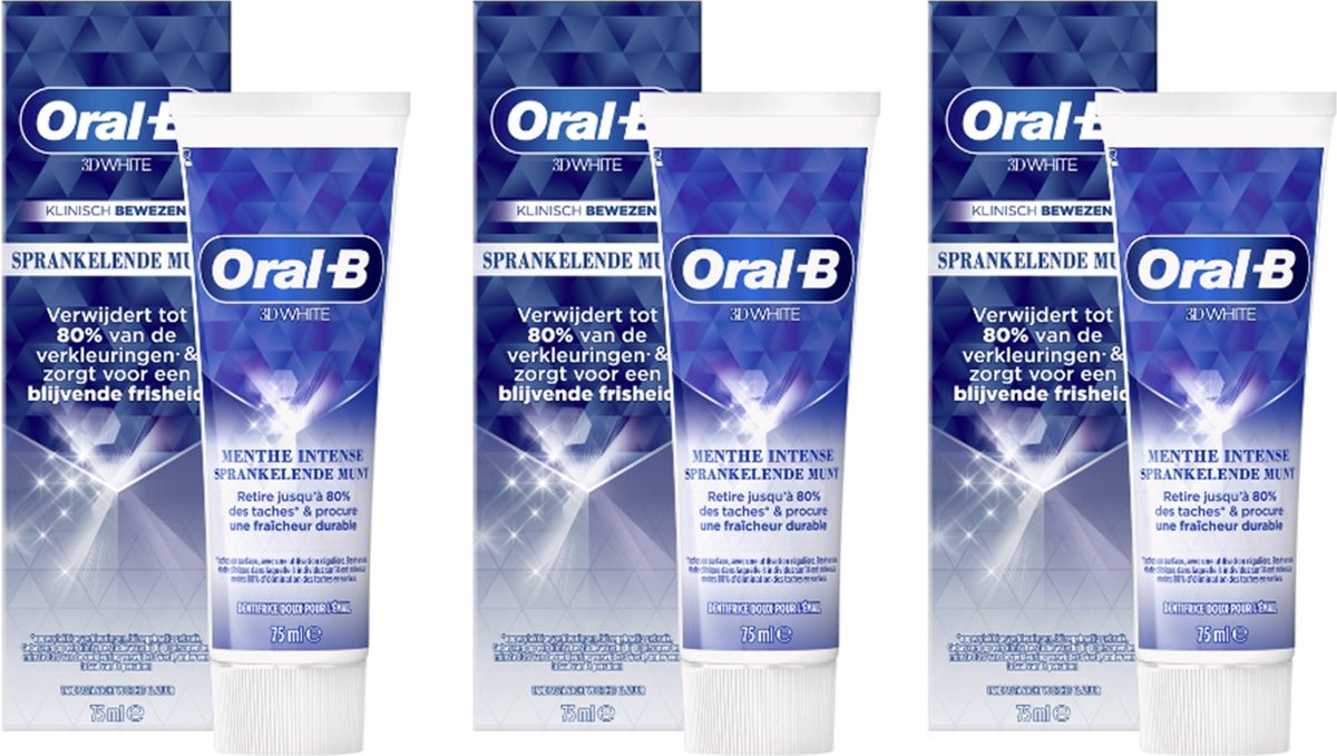 Oral-B Tandpasta – 3D White Sparkling Mint - 3 x 75 ml