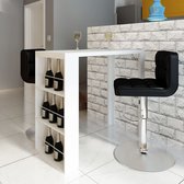 Table de bar haute brillance The Living Store - Wit - MDF - 117 x 57 x 106,5 cm - Support de rangement 3 niveaux