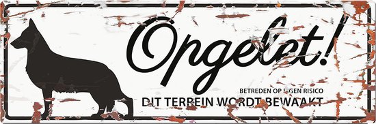 WARNING SIGN GERMAN SHEPHERD N 40x14cm blanc