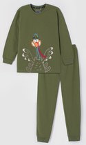 Woody pyjama jongens/heren - kakigroen - kalkoen - 232-10-PLE-Z/753 - maat S