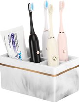Porte-brosse à dents, porte-brosse à dents électrique à 5 compartiments avec trou de vidange, support de brosse à dents en résine, porte-brosse à dents de salle de bain pour tandpasta, gravier blanc