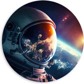 PVC Schuimplaat Muurcirkel - Astronaut - Galaxy - Sterren - Aarde - 60x60 cm Foto op Muurcirkel (met ophangsysteem)