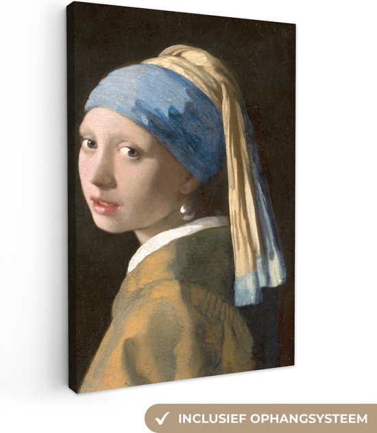 Schilderijen op canvas - Meisje met de parel 40x60 - Kamer decoratie accessoires - Johannes Vermeer schilderij woonkamer - Wanddecoratie slaapkamer - Muurdecoratie keuken - Wanddoek oude meesters - Woondecoratie huis - Woonaccessoires