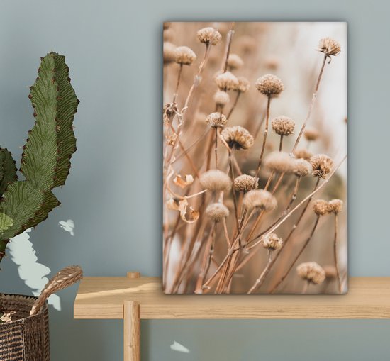 Peinture sur toile Fleurs séchées - Beige - Fleurs - Nature - 20x30 cm - Décoration murale