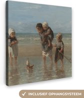Canvas Schilderij Kinderen der zee - Schilderij van Jozef Israëls - 90x90 cm - Wanddecoratie