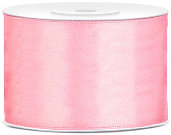 Ruban rose clair, ruban satin 50 mm (5 cm) Qualité EZ. 25 mètres par rouleau