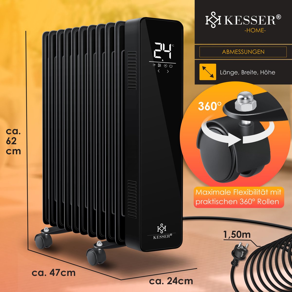 KESSER® radiador de aceite con aplicación WiFi y pantalla digital