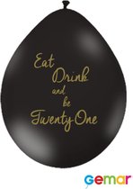 Ballonnen Eat drink and be 21 Zwart met opdruk Goud (lucht)