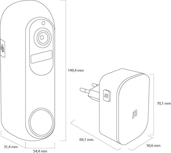 Slimme video deurbel op wifi - Zwarte kleur - Slimme deurbel met camera - 2,4 en 5G - Inclusief Chime — afbeelding 2