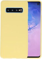 Bestcases Color Telefoonhoesje - Backcover Hoesje - Siliconen Case Back Cover voor Samsung Galaxy S10 - Geel