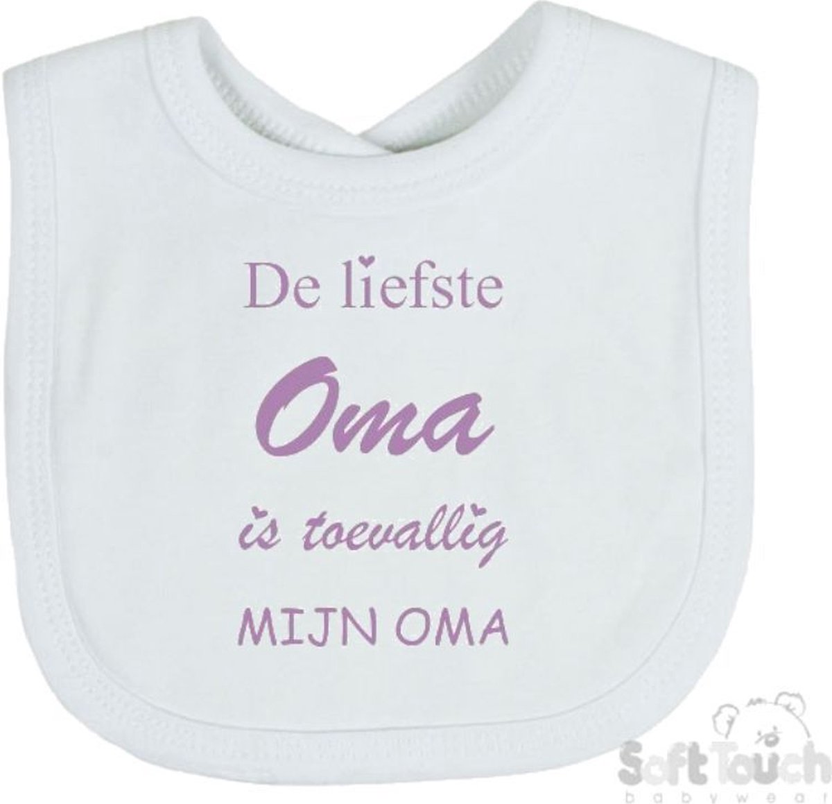 Goedkoopste Soft Touch Slabber De liefste oma is toevallig mijn oma Unisex Katoen Wit/lila Maat 33x22 Cm