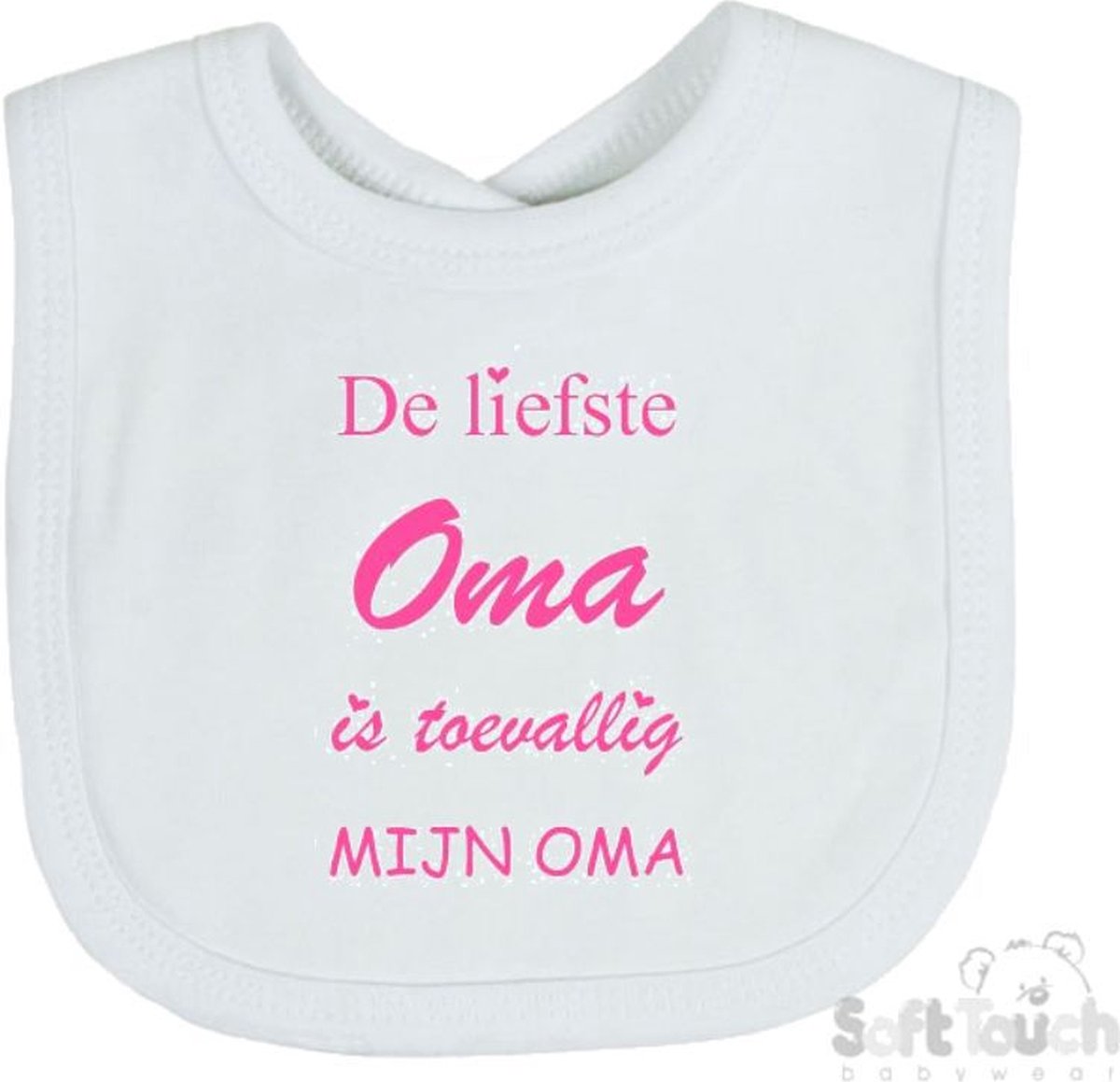 Goedkoopste Soft Touch Slabber De liefste oma is toevallig mijn oma Unisex Katoen Wit/roze Maat 33x22 Cm