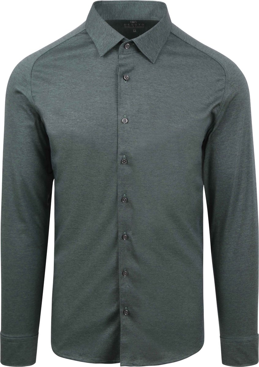 Desoto - Overhemd Strijkvrij Kent Groen - Heren - Maat S - Slim-fit