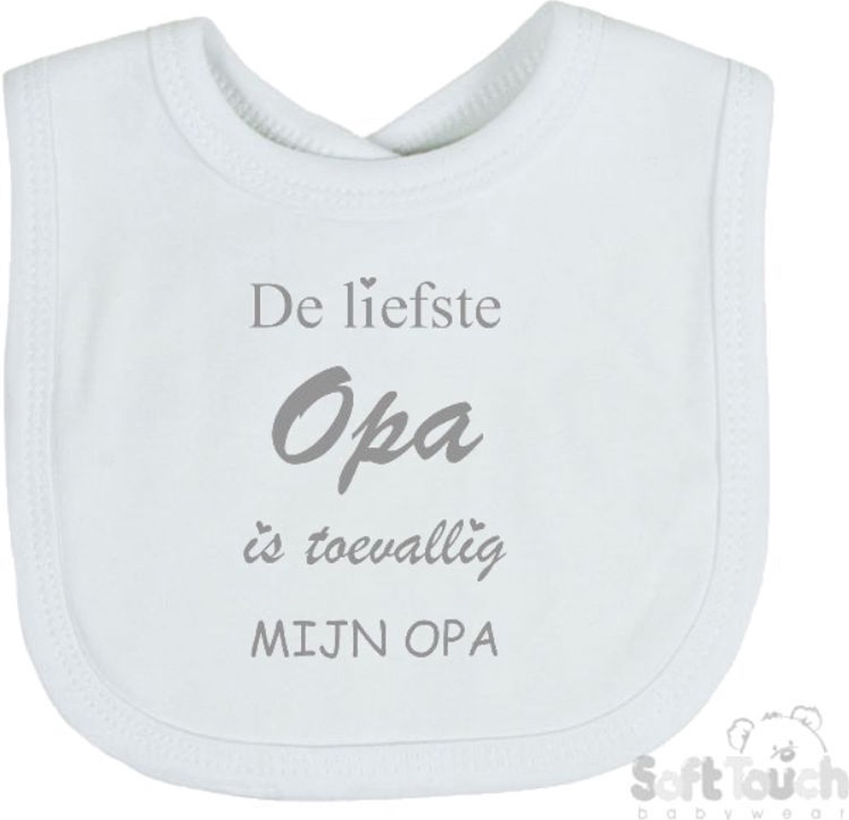 Goedkoopste Soft Touch Slabber De liefste opa is toevallig mijn opa Unisex Katoen Wit/grijs Maat 33x22 Cm