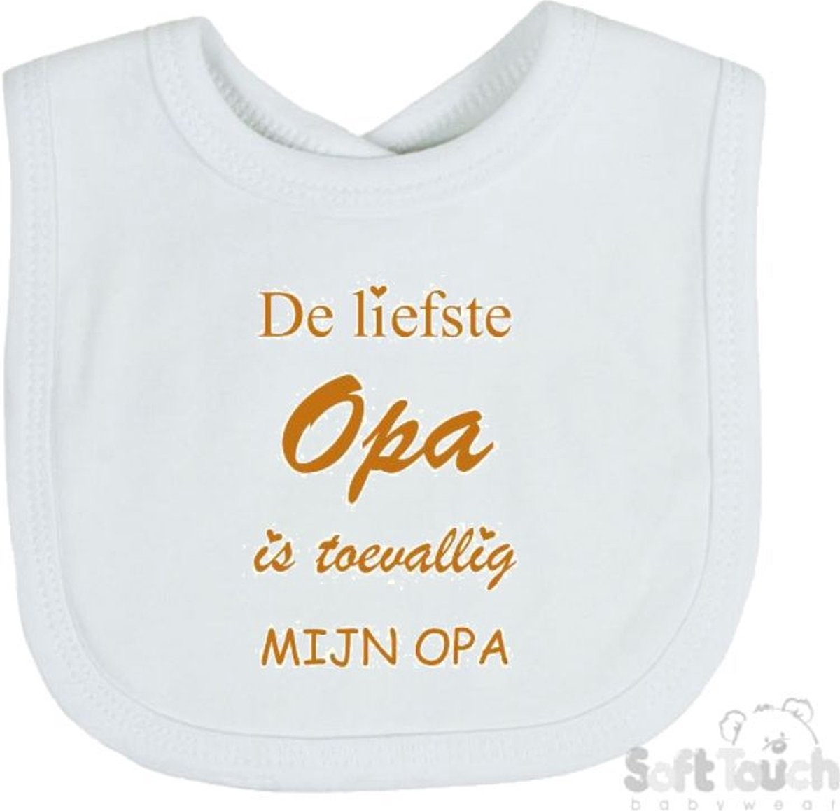 Goedkoopste Soft Touch Slabber De liefste opa is toevallig mijn opa Unisex Katoen Wit/tan Maat 33x22 Cm