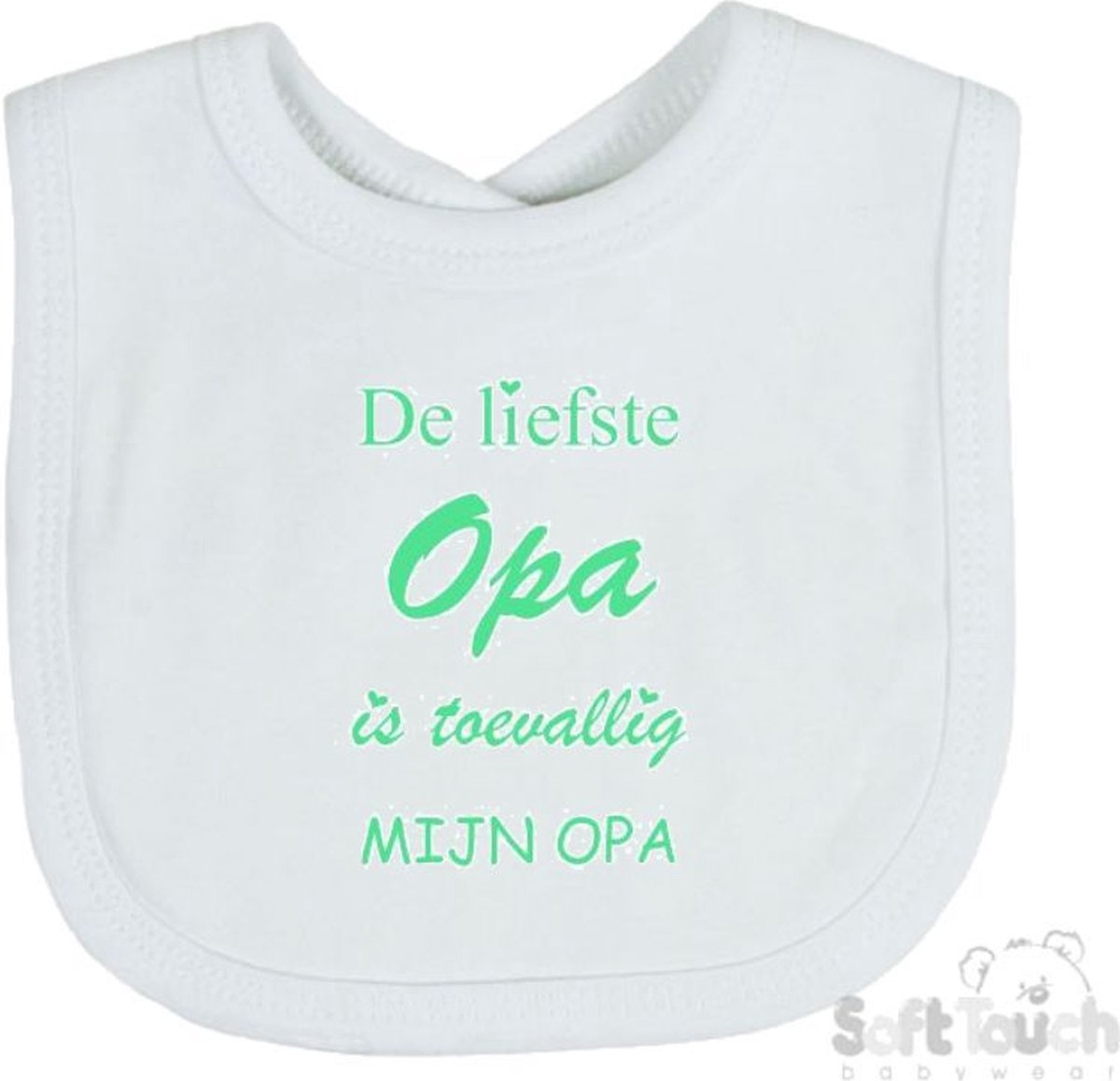 Goedkoopste Soft Touch Slabber De liefste opa is toevallig mijn opa Unisex Katoen Wit/mint Maat 33x22 Cm