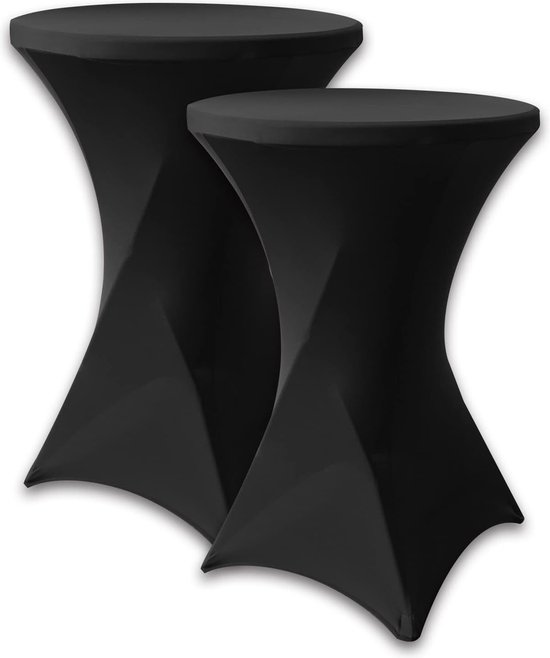 Partizzle® 2 pièces Ensemble de jupe de table debout - Housse de table debout - Décoration de fête d'anniversaire - 80 x 110 cm - Noir