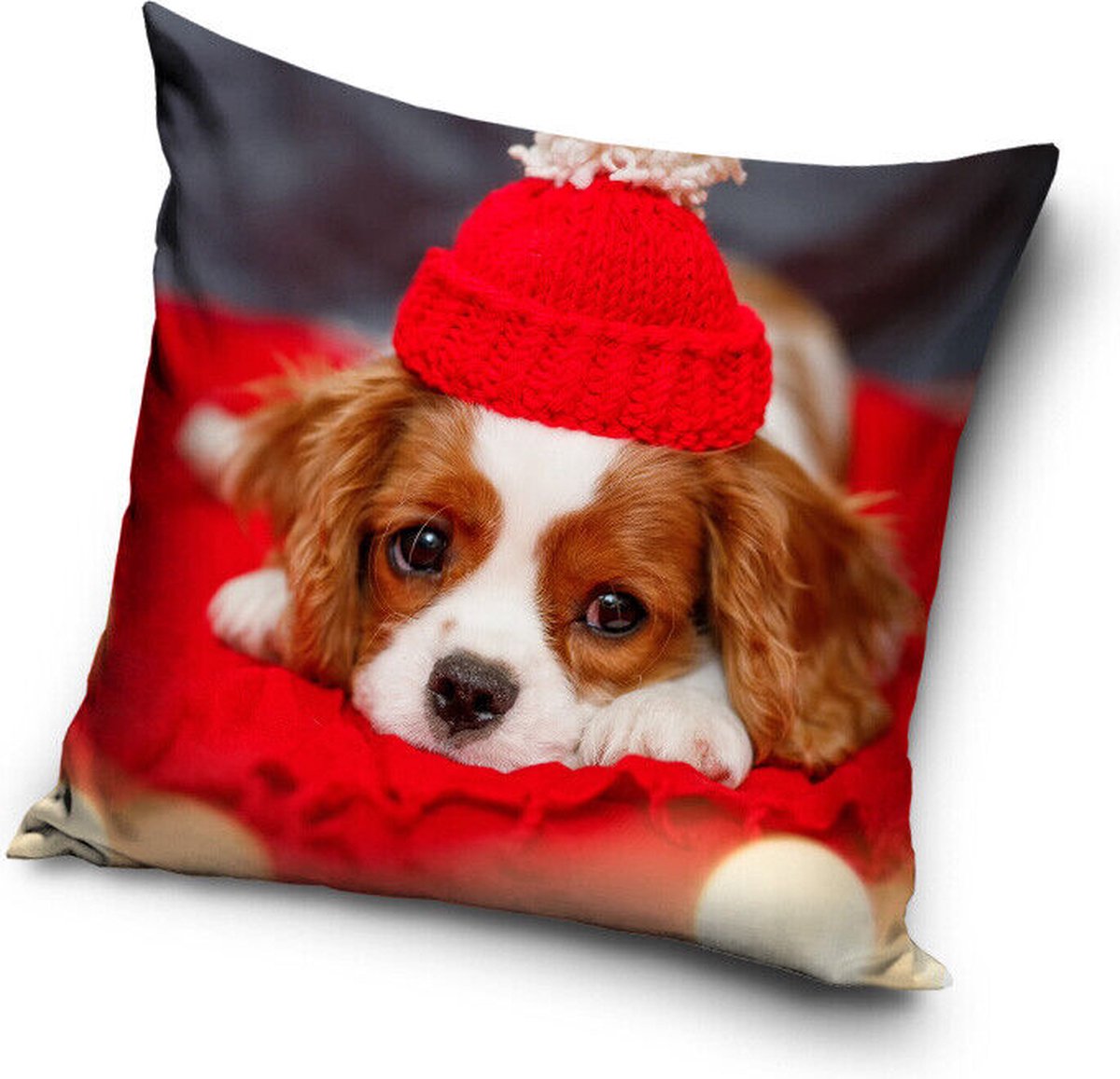 HUISDIER N HUISDIER Puppy Kussen Hond Sierkussen kooiker 40x40cm Rood
