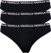 Vanilla - Ondergoed dames, Dames slip, Lingerie, Slips - 3 stuks - Egyptisch katoen - Zwart - L