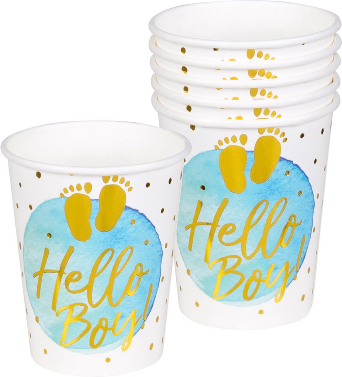 Boland Feestbekers Hello Boy! Jongens Papier Wit/blauw 6 Stuks
