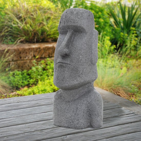 Figurine de jardin Île de Pâques Moai Grijs 37x26x78 cm