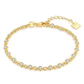 Bracelet Twice As Nice en argent, doré, 20 pierres zircones rondes blanches 15 cm + 3 cm