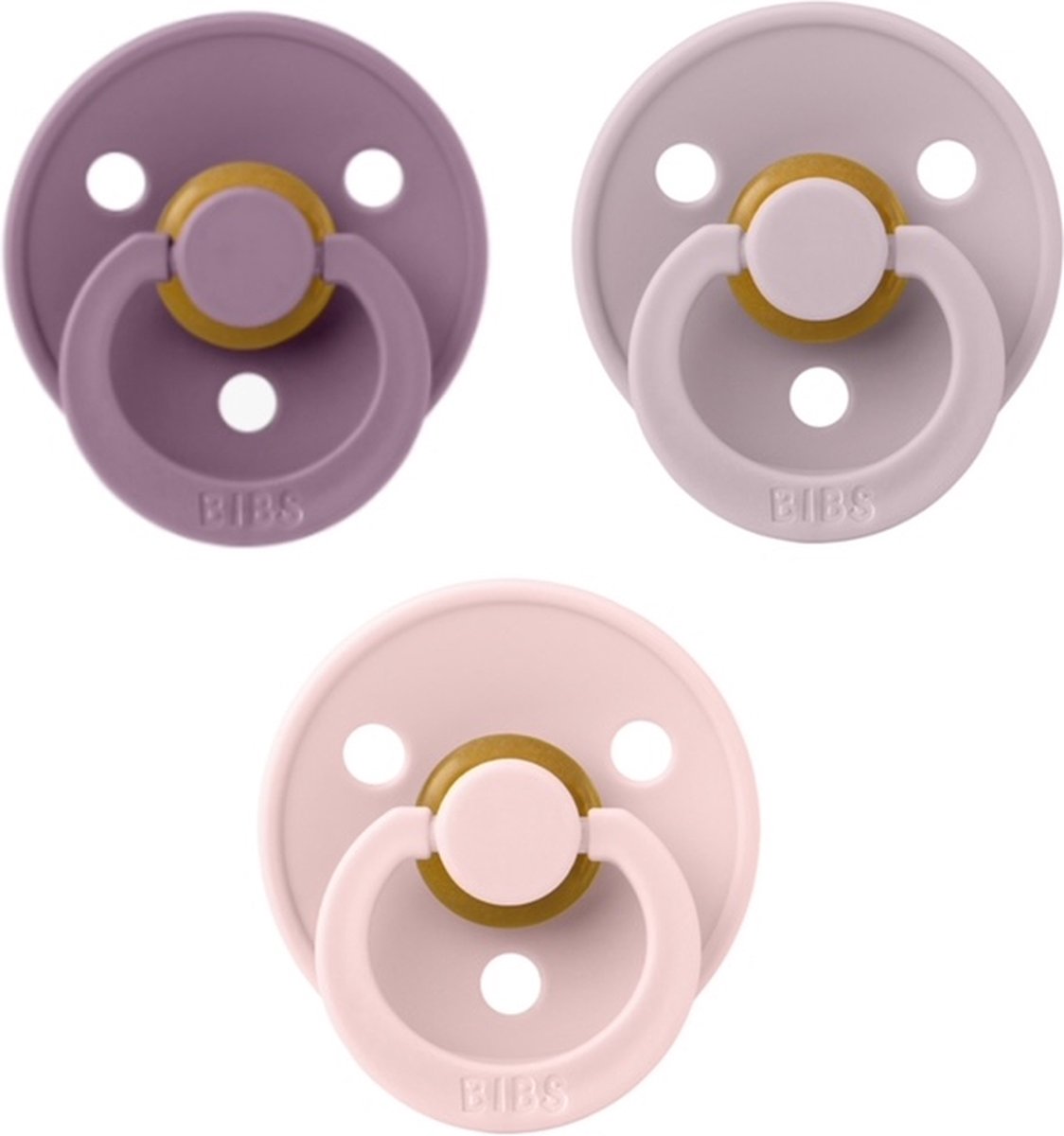 Bibs fopspeen 6-18 maand set 3 stuks Fossil Grey, Peri en Blush maat 2