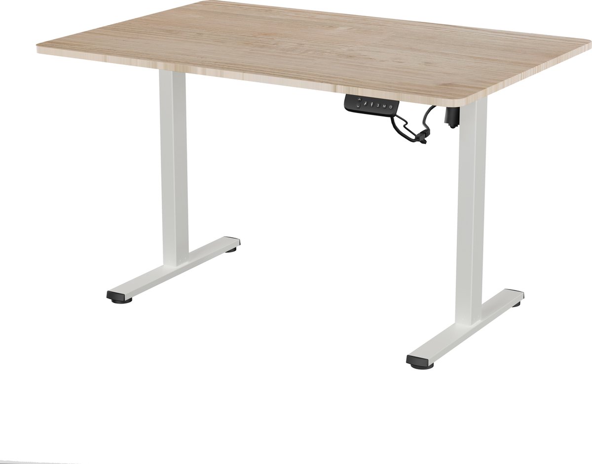 Vestland Zit-Sta Bureau Elektrisch In Hoogte Verstelbaar - Conform ARBO-norm - Geheugenfunctie - 120 x 80 CM - Eiken Wit