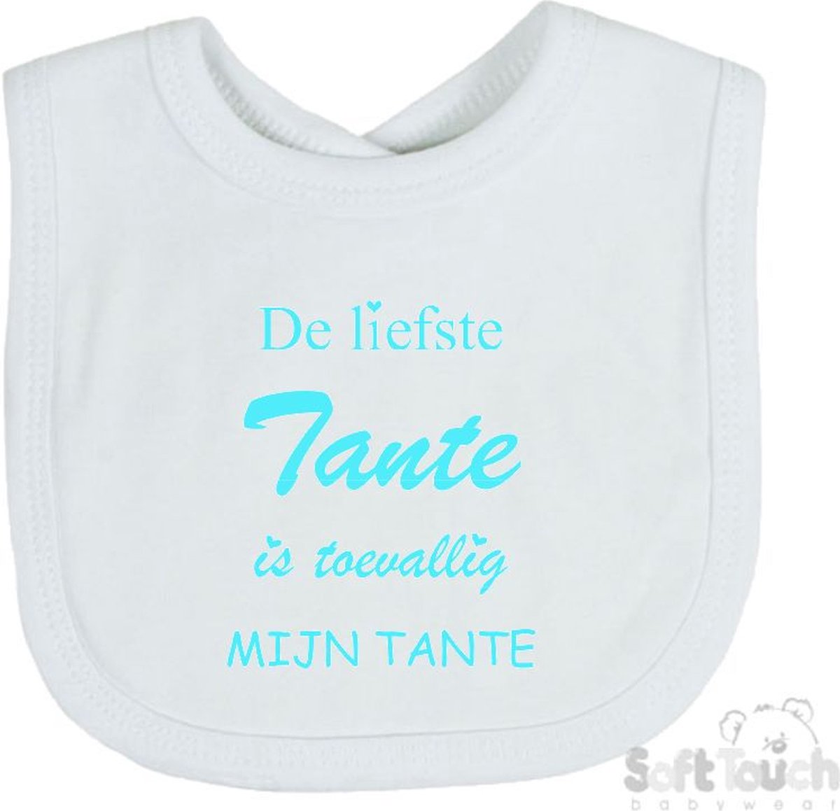 Goedkoopste Soft Touch Slabber De liefste tante is toevallig mijn tante Unisex Katoen Wit/aquablauw Maat 33x22 Cm