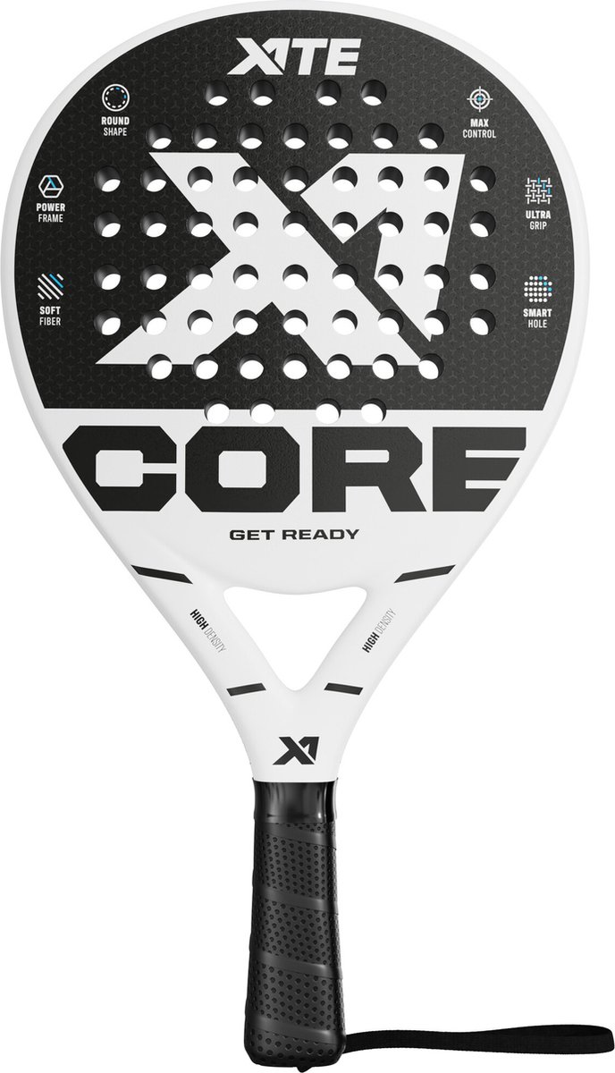 X1TE Padel Racket Core White - Lichtgewicht Padelracket, Ronde vorm, Sweetspot, Geschikt voor Alle Niveaus, Padelracket voor Beginners