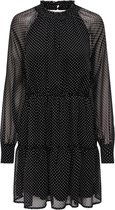 Only Jurk Onlisabella Ls Short Highneck Dress 15308982 Black/white Dots Dames Maat - S