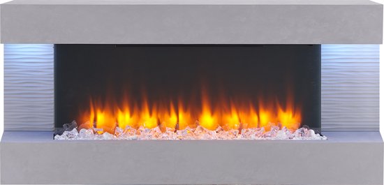 Richen cheminée électrique murale helia, foyer électrique avec effet de  flammes 3d, chauffage 2000w, éclairage led, cheminée avec télécommande,  minuteur & thermostat
