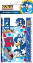 Sonic The Hedgehog - Schrijfset - Stationery - Schoolset - Notitieboekje - Gum - Potlood - Liniaal - Puntenslijper - Back To School - 5dlg