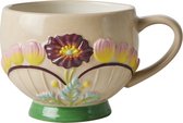 Rice dk - céramique - mug - beige avec fleurs - 250ml