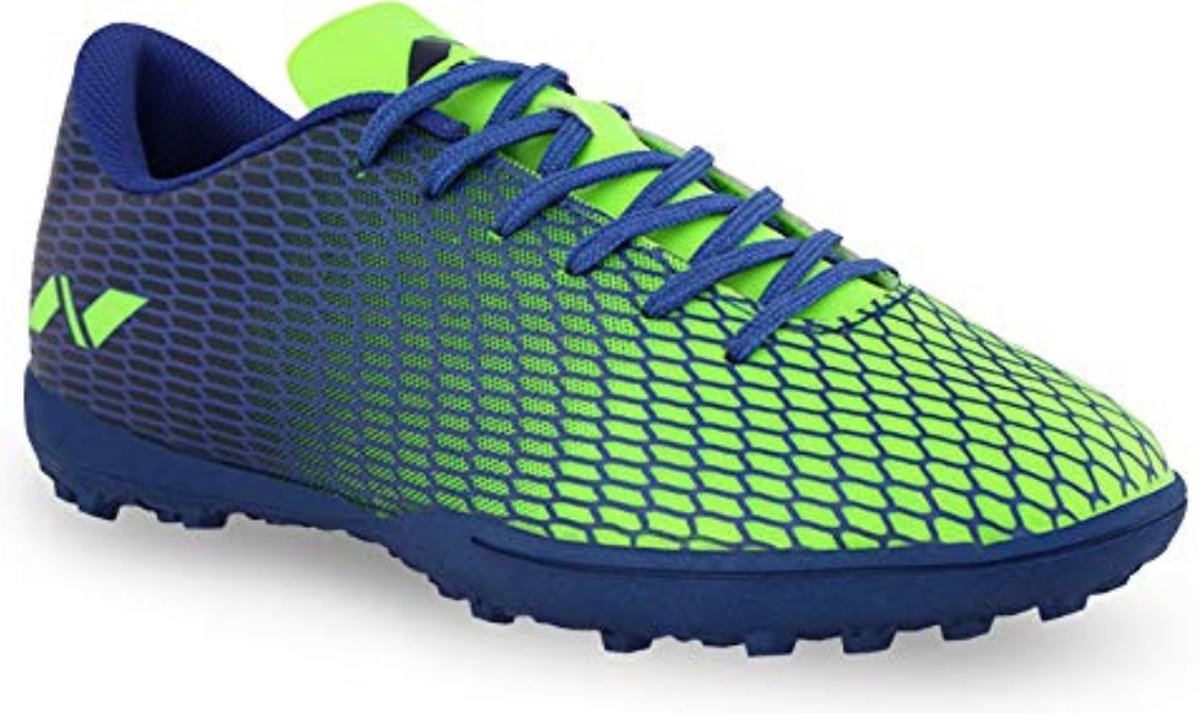 Nivia Heren Rabona trainingsschoenen voor harde grond voor heren en jongens (blauw/groen, maat EURO 44) Materiaal-rubber, zool-polyvinylchloride | Waterbestendig | Comfortabeler | Lichtgewicht | Superieure stabiliteit | Balcontrole en tackelen